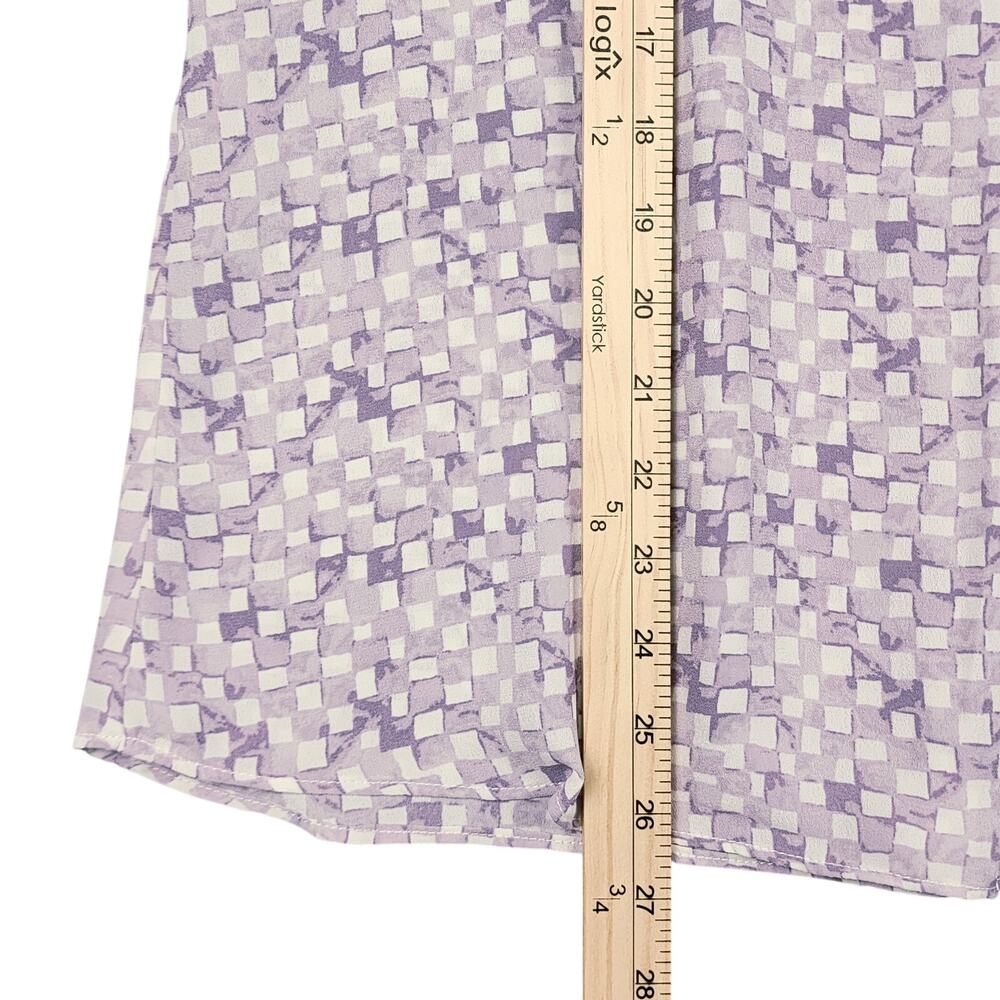 Maurices Women's Flutter Sleeve Blouse Purple Lavender Checkered V Neck Medium - Picture 6 of 8